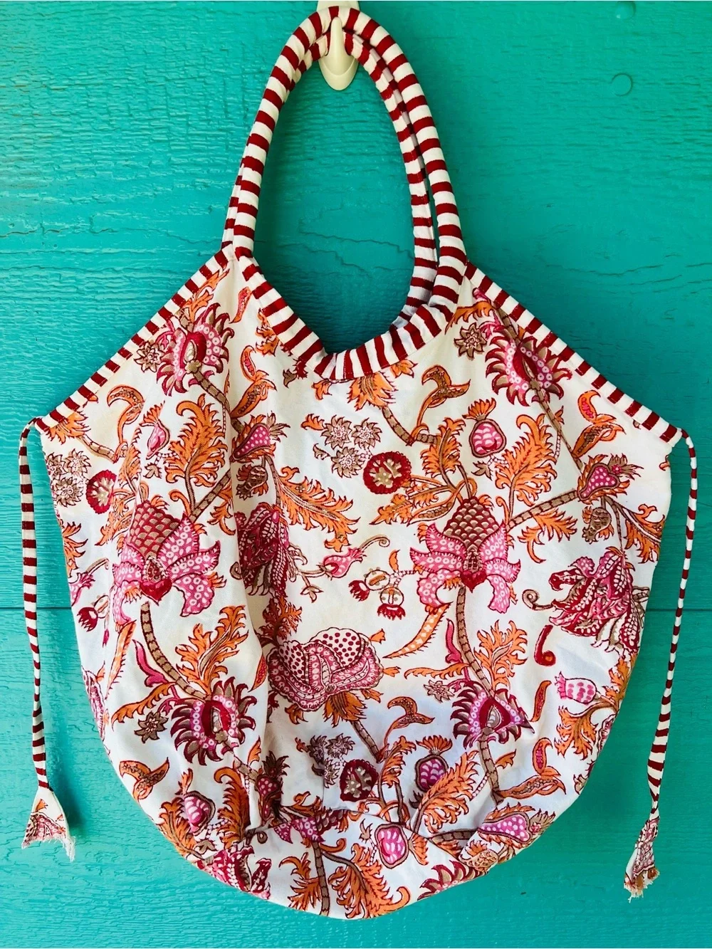 ROLLER RABBIT BIG BEACH AMANDA BONDI TOTE BAG RED ORANGE XL 20”x26”
